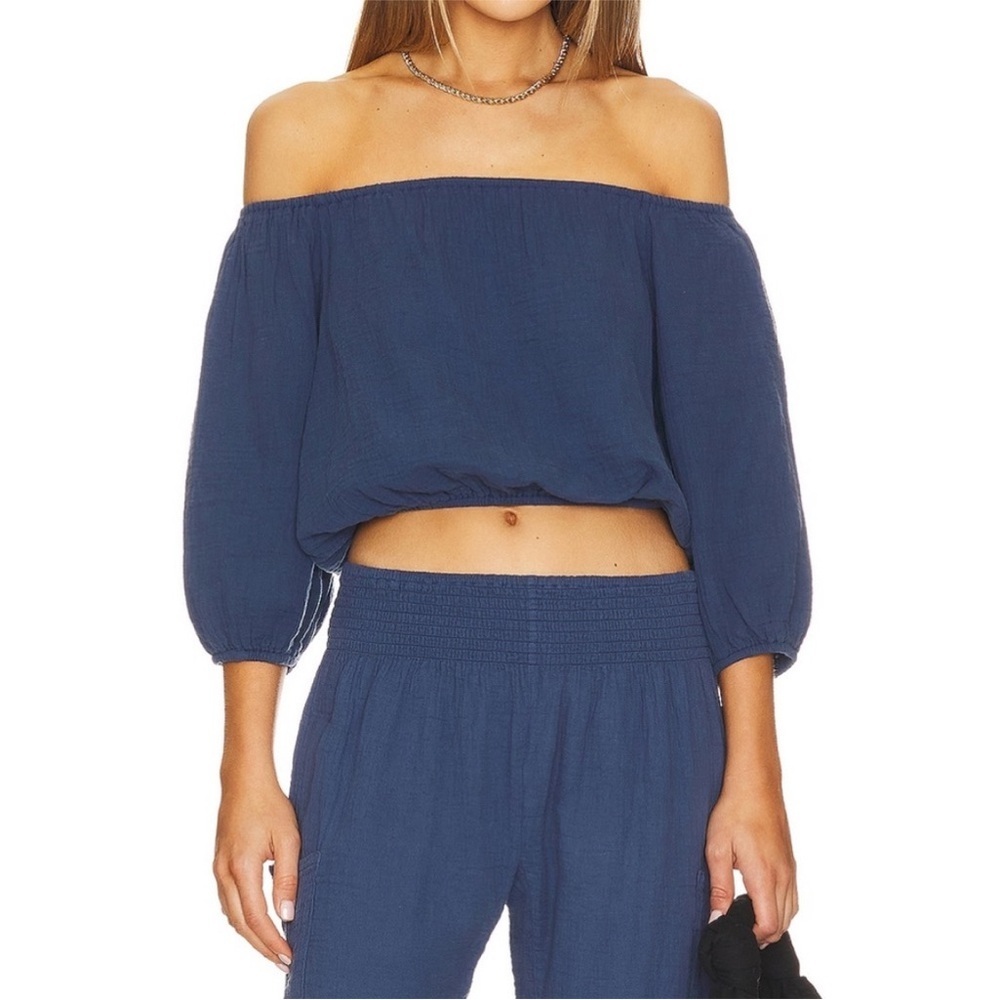 Bobi Los Angeles Ren Top & Cinched Pants in Coast Blue Small - Picture 2 of 12